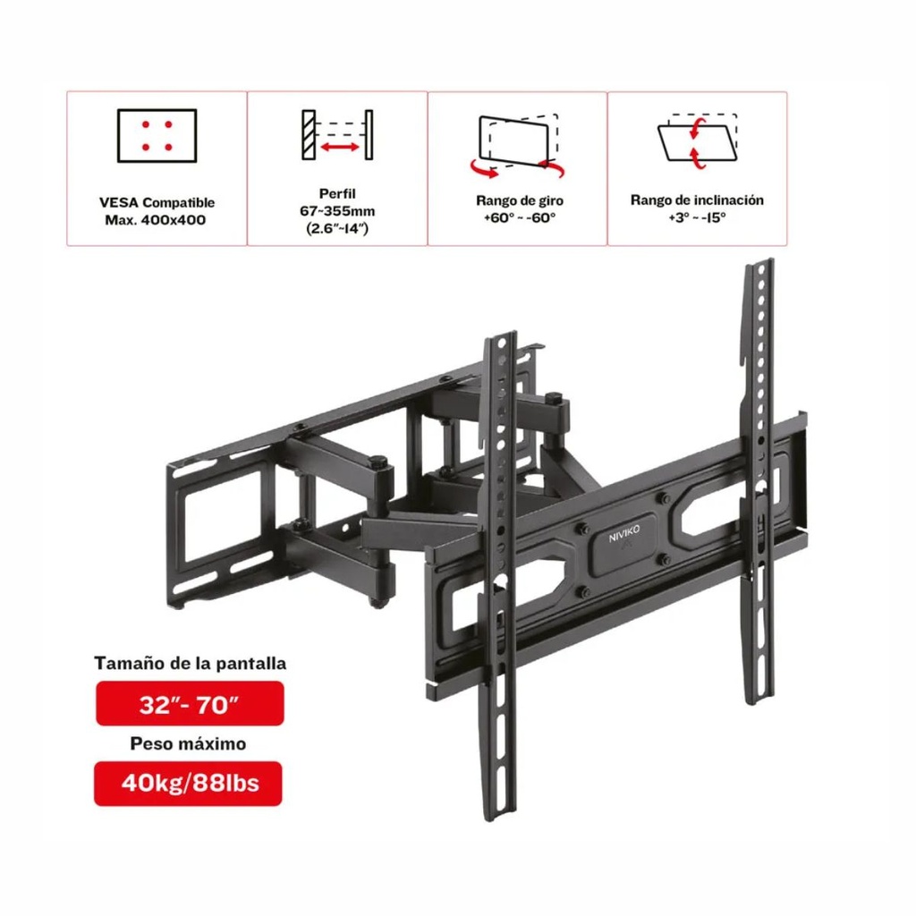 SOPORTE DE TV NIVIKO LPA78-446 C/BRAZO 32-70"