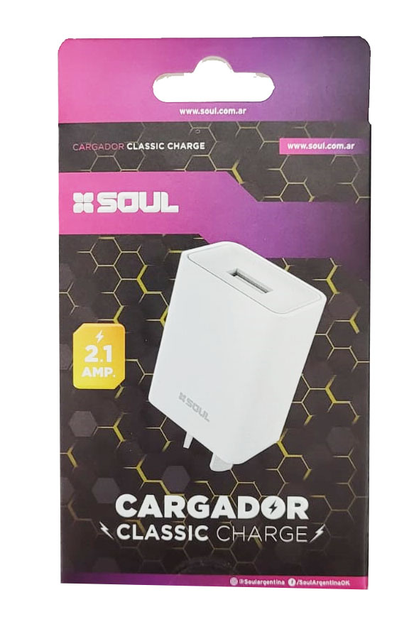 CARGADOR USB SOUL CVQ-CUSB 2.1A SIN CABLE