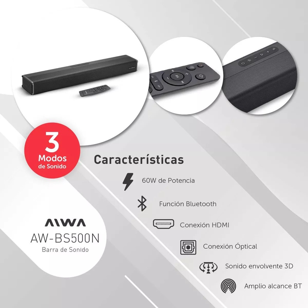 BARRA DE SONIDO AIWA AW-BS500N BT 2 X 30W