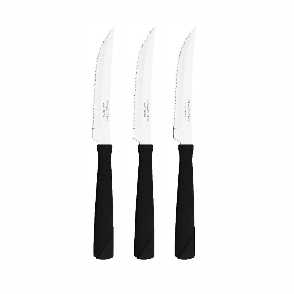CUCHILLO DE MESA TRAMONTINA 23160/304 NEW KOLOR 3PZS NEGRO
