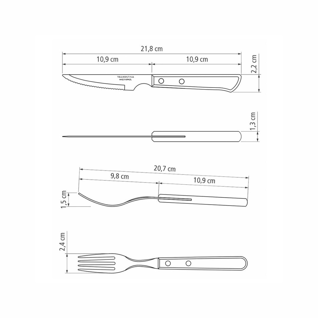 JUEGO DE CUBIERTOS TRAMONTINA 21199/709 POLYWOOD 12PZS
