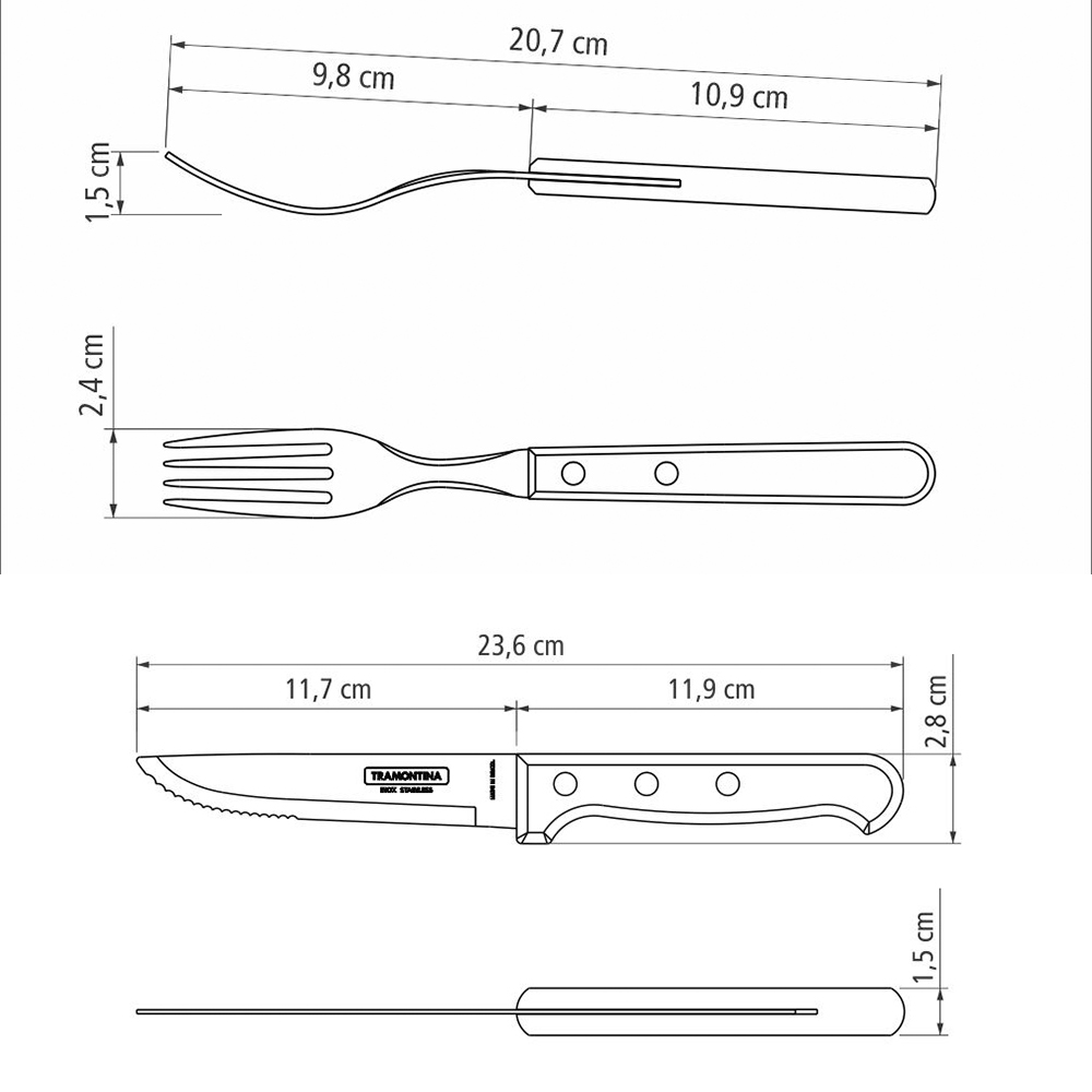 JUEGO CUBIERTOS TRAMONTINA 21198/776 POLYWOOD 12PZS