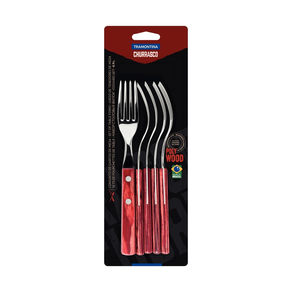 JUEGO TENEDORES DE MESA TRAMONTINA 21198/716 POLYWOOD 6PZS