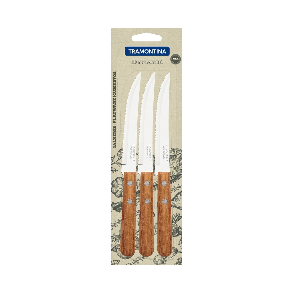 JUEGO CUCHILLOS P/ASADO TRAMONTINA 22300/305 DYNAMIC 3PZS