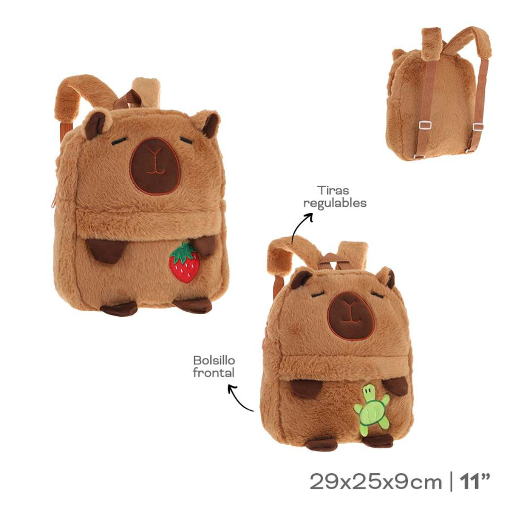 MOCHILA INFANTIL 53705 11" MARRON CON ROJO