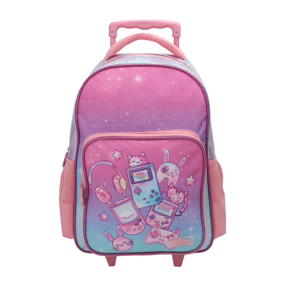 MOCHILA CARRO TRENDY 28090 15" ROSA C/CARTUCHERA