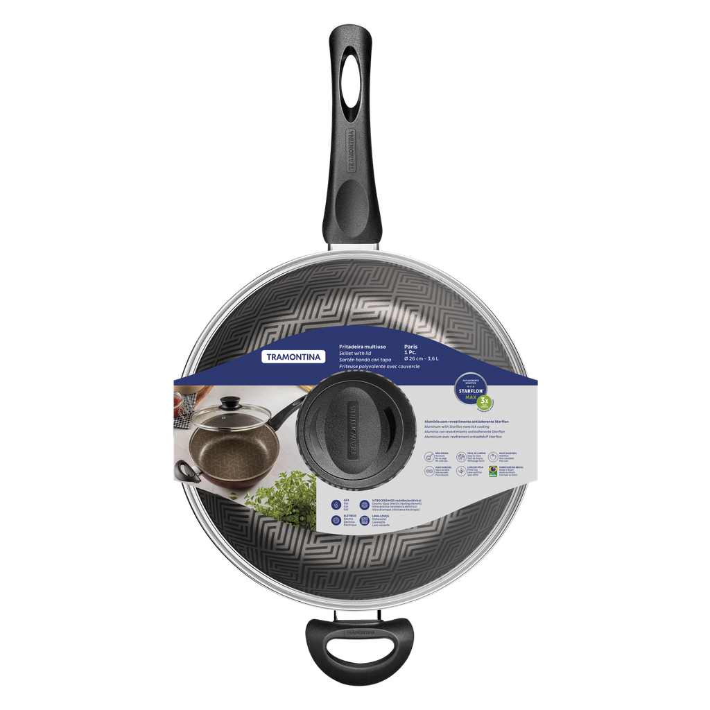 SARTEN TRAMONTINA 28518/626 PARIS 26CM CON TAPA