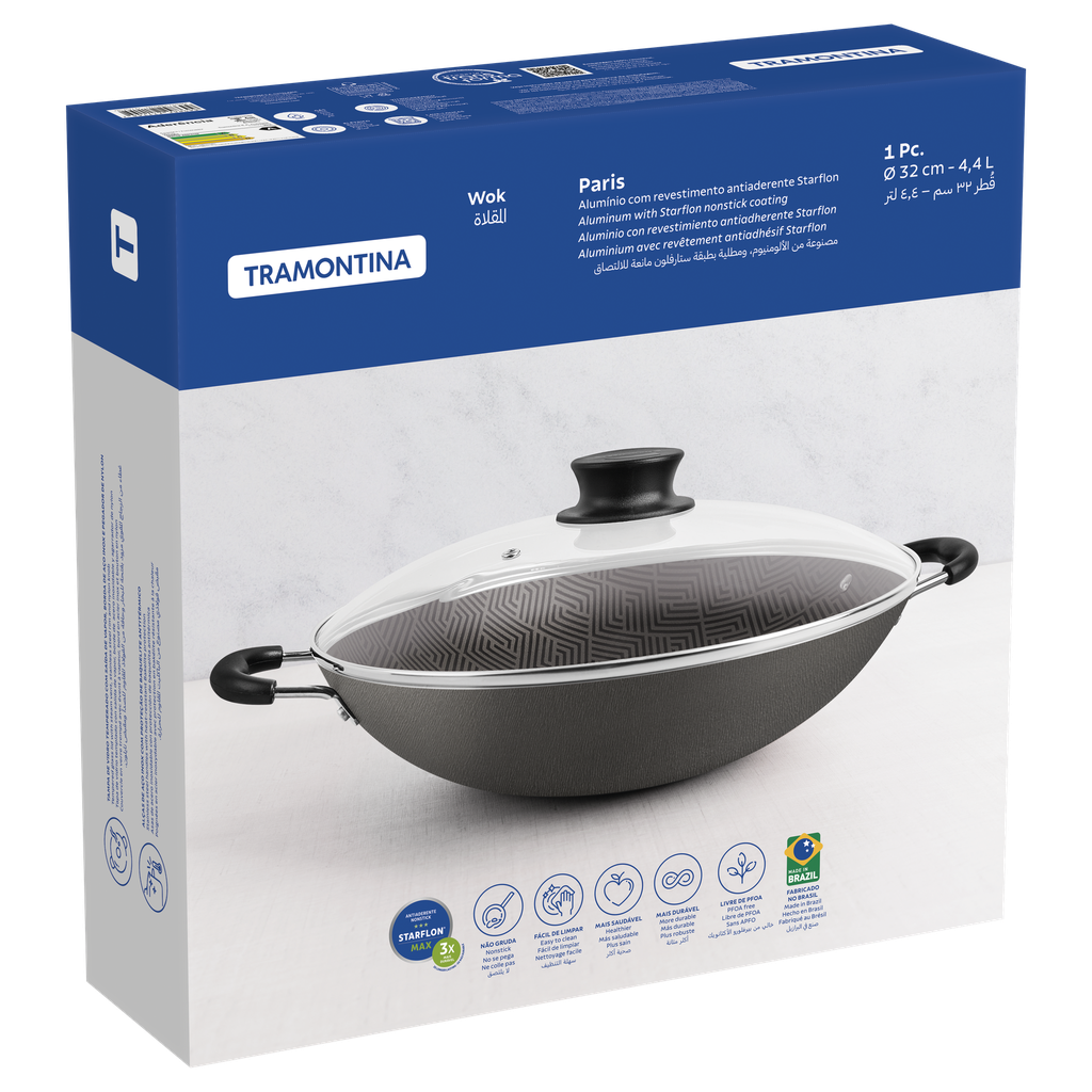 WOK TRAMONTINA 28545/632 PARIS 32CM CON TAPA