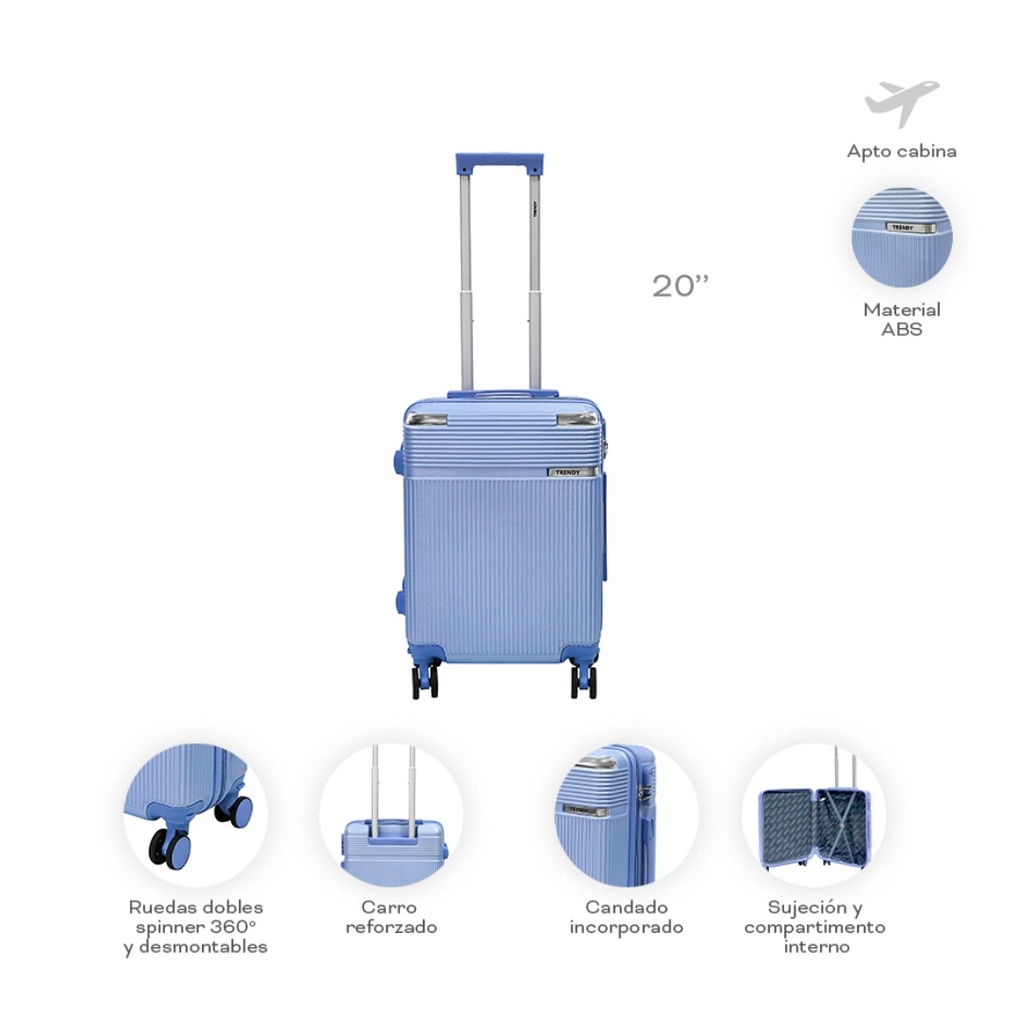 VALIJA TRENDY 19166 CARRY ON 20" AZUL