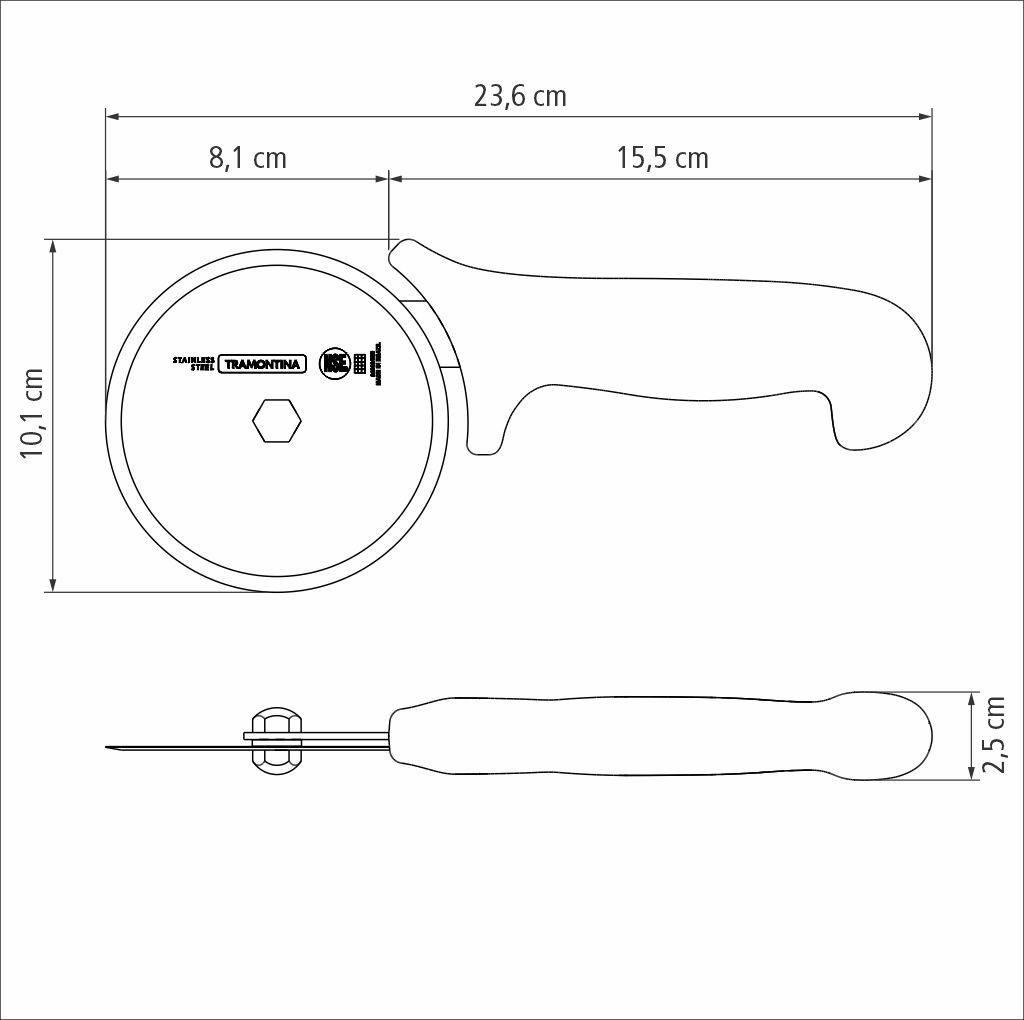 CORTADOR P/ PIZZA TRAMONTINA 24686/180 PROFISSIONAL MASTER BLANCO