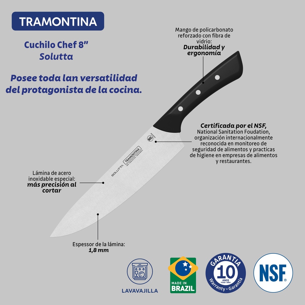 CUCHILLO CHEF TRAMONTINA 24254/108 SOLUTTA 8"