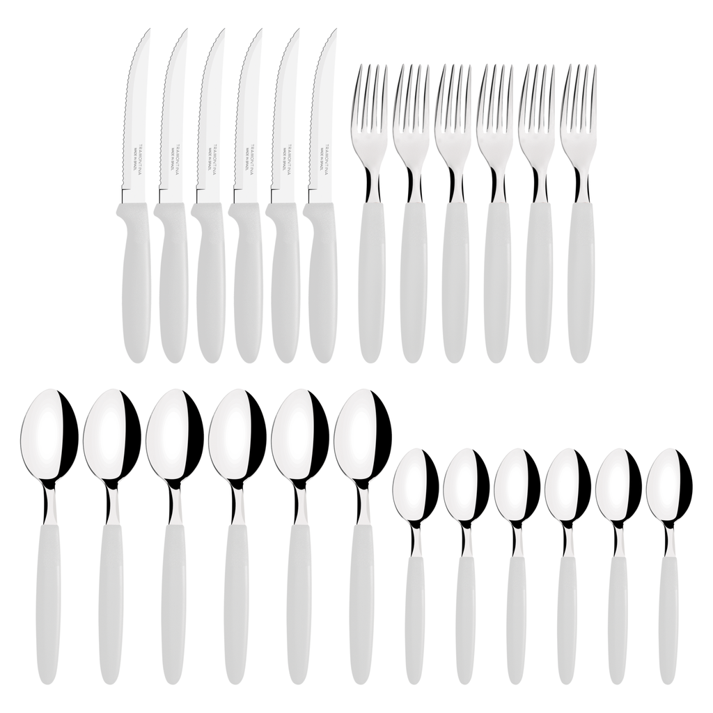 JUEGO DE CUBIERTOS TRAMONTINA 23399/891 IPANEMA 24PZS BLANCO