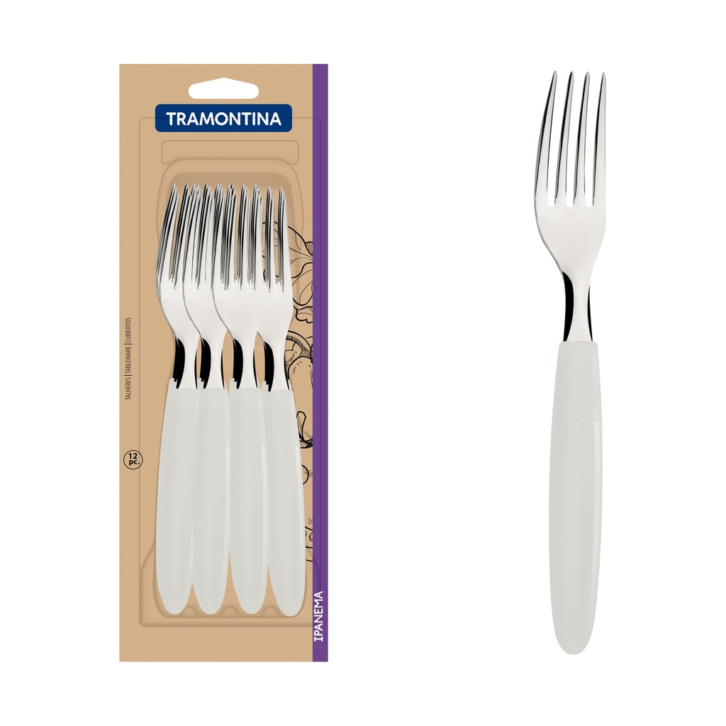 TENEDORES DE MESA TRAMONTINA 23362/980 IPANEMA 12PZS BLANCO