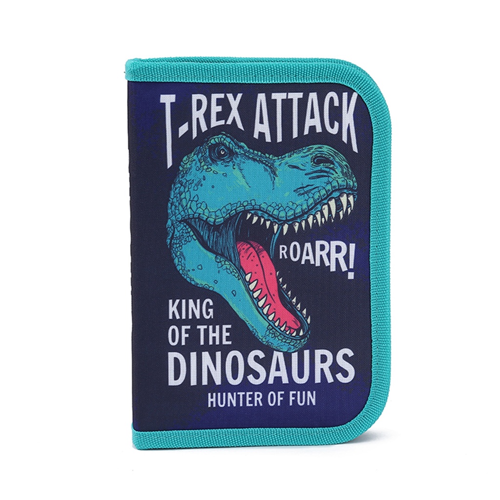 CARTUCHERA CON ÚTILES TRENDY 52587 DINOSAURIO AZUL SIMPLE