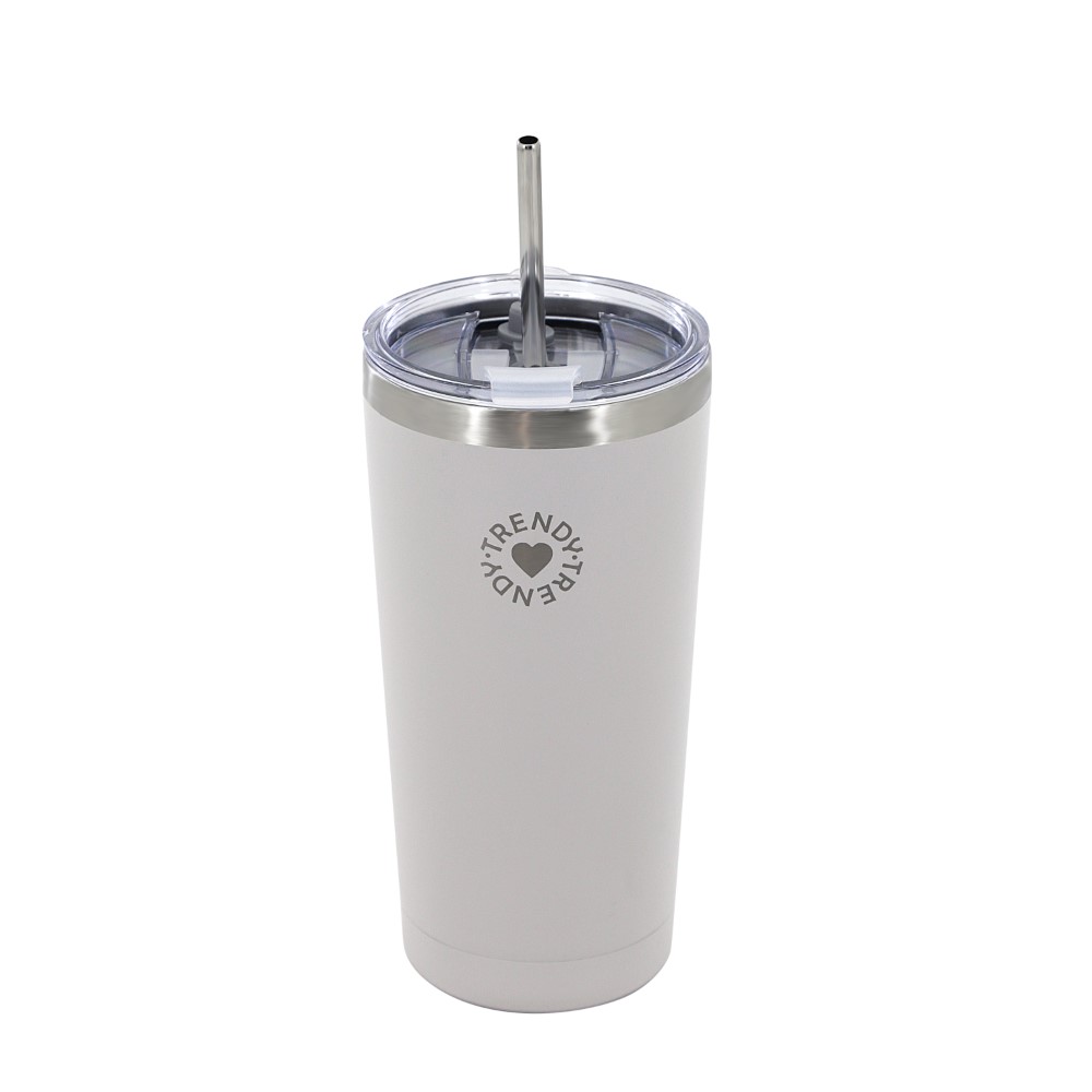 VASO TRENDY 18484 600ML BLANCO CON SORBETE DE ACERO