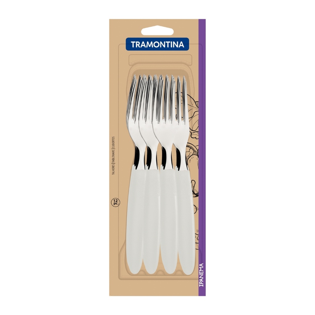 TENEDORES DE MESA TRAMONTINA 23362/980 IPANEMA 12PZS BLANCO