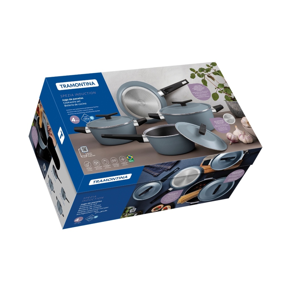 BATERIA DE COCINA TRAMONTINA 28399/141 SPEZIA 4 PZS INDUCCION