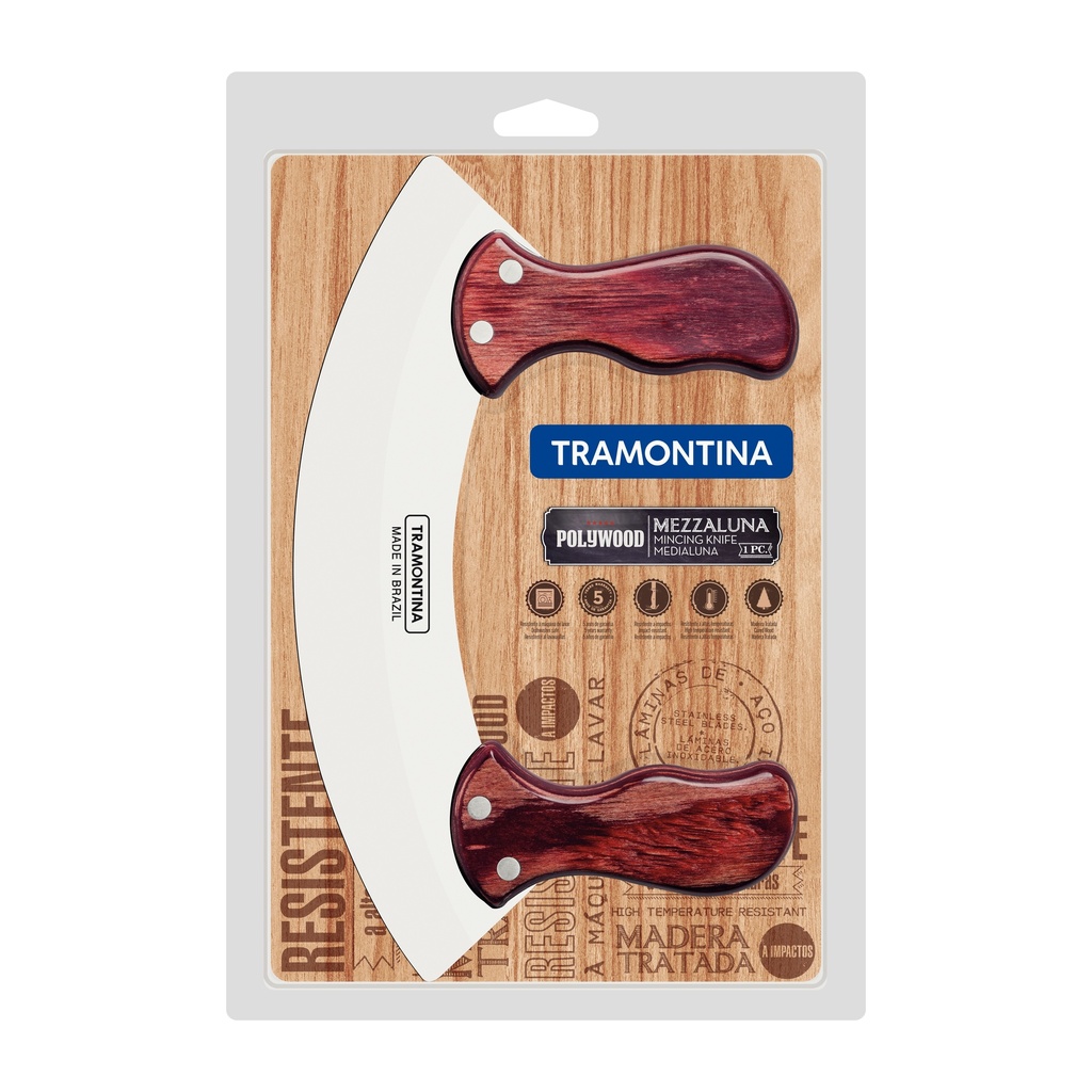 CUCHILLO MEDIA LUNA TRAMONTINA 21147/170 POLYWOOD ROJO
