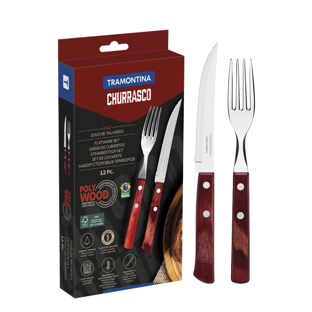 JUEGO P/ASADO TRAMONTINA 21199/711 POLYWOOD 12 PZAS