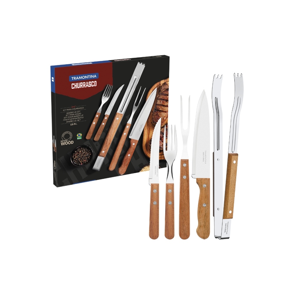KIT P/ASADO TRAMONTINA 22399/028 CHURRASCO 15 PZS