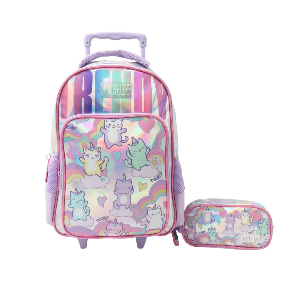 MOCHILA CARRO TRENDY 28770 15" LILA C/CARTUCHERA