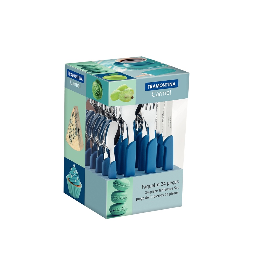 JUEGO DE CUBIERTOS TRAMONTINA 23499/024 CARMEL AZUL 24 PZS