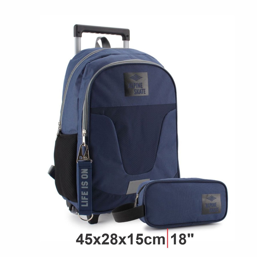 MOCHILA CARRO ALPINE SKATE 27349-B AZUL C/CARTUCHERA