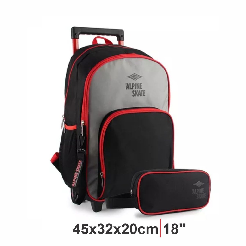 MOCHILA ALPINE SKATE 27350 NEGRO/ROJO C/CARTUCHERA