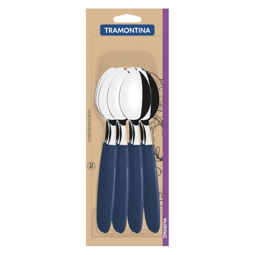 CUCHARA DE MESA TRAMONTINA 23363/910 IPANEMA 12PZS AZUL