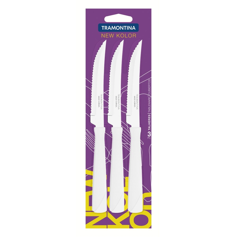 CUCHILLO TRAMONTINA 23160/384 NEW KOLOR BLANCO 3PZ