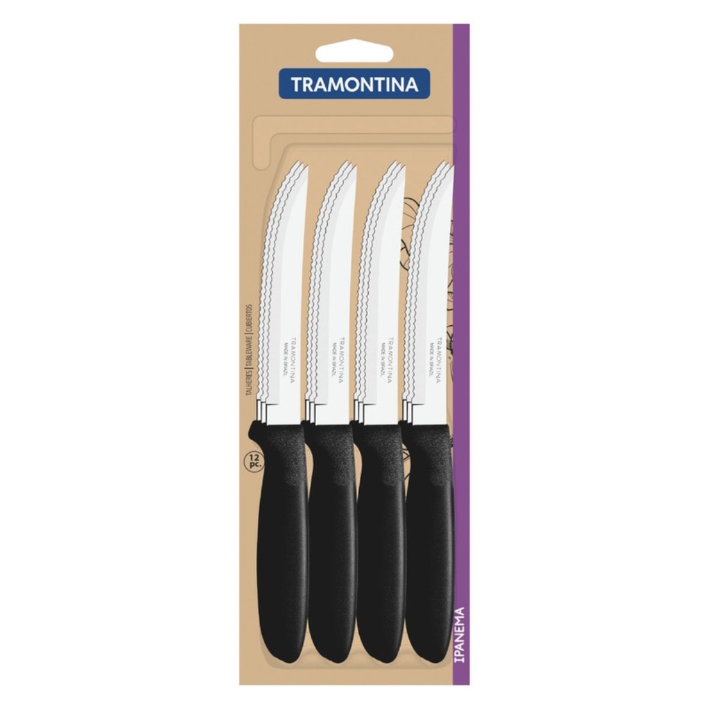 CUCHILLO DE MESA TRAMONTINA 23360/905 IPANEMA 12PZS NEGRO