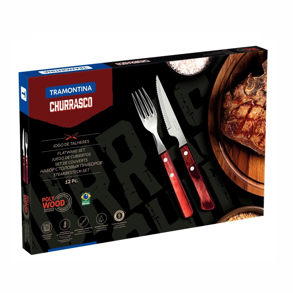 JUEGO DE CUBIERTOS TRAMONTINA 21199/709 POLYWOOD 12PZS