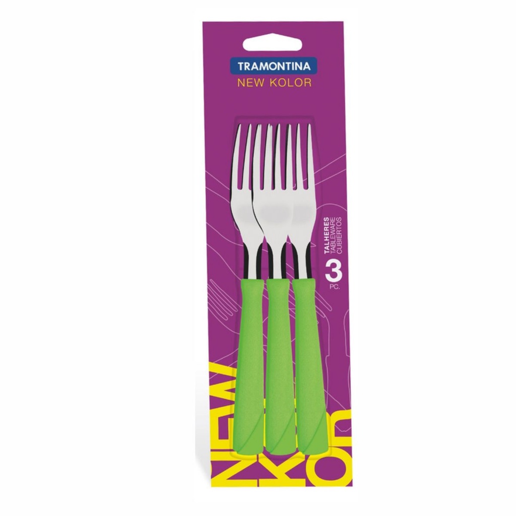 TENEDOR DE MESA TRAMONTINA 23162/320 NEW KOLOR 3PZS VERDE