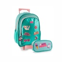 MOCHILA CARRO TRENDY 27346-B AQUA C/CARTUCHERA