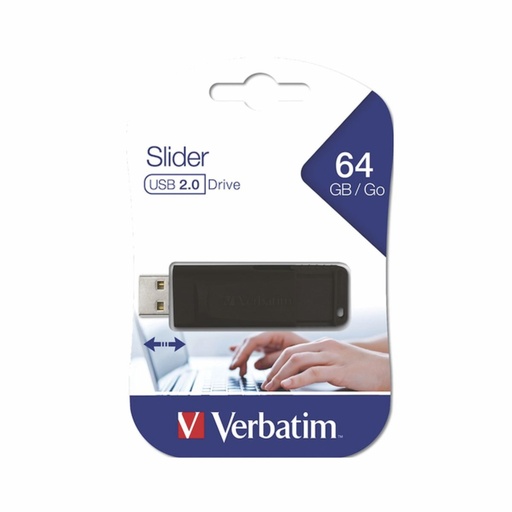 [016-86980] PEN DRIVE VERBATIM 98698 SLIDER 64GB 2.0