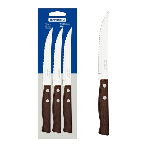 [086-05143] CUCHILLOS P/ASADO TRAMONTINA 22200/305 TRADICIONAL 3PZS