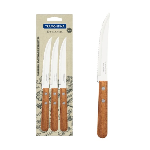 [086-18648] CUCHILLOS P/ASADO TRAMONTINA 22300/305 DYNAMIC 3PZS