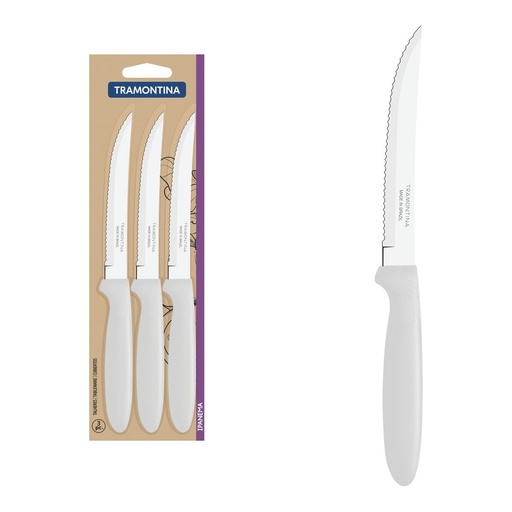 [086-45699] CUCHILLOS P/ASADO TRAMONTINA 23360/385 IPANEMA 3PZS BLANCO