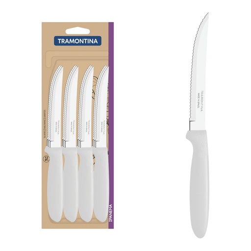 [086-26678] CUCHILLOS P/ASADO TRAMONTINA 23360/985 IPANEMA 12PZS BLANCO