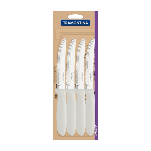 [086-26678] CUCHILLOS P/ASADO TRAMONTINA 23360/985 IPANEMA 12PZS BLANCO