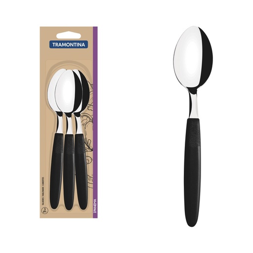 [086-44319] CUCHARA DE MESA TRAMONTINA 23363/300 IPANEMA 3PZS NEGRO