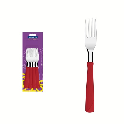 [086-27545] TENEDORES DE MESA TRAMONTINA 23162/970 NEW KOLOR 12PZS ROJO