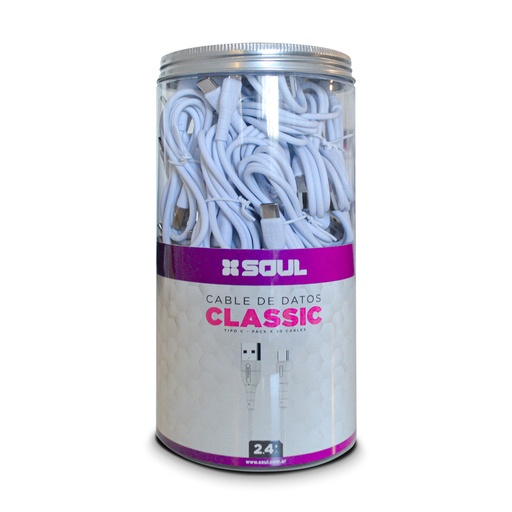 [164-73299] CABLE DE DATOS SOUL CLASSIC USB-FCLT30 TIPO C 1M FRASCO x 30