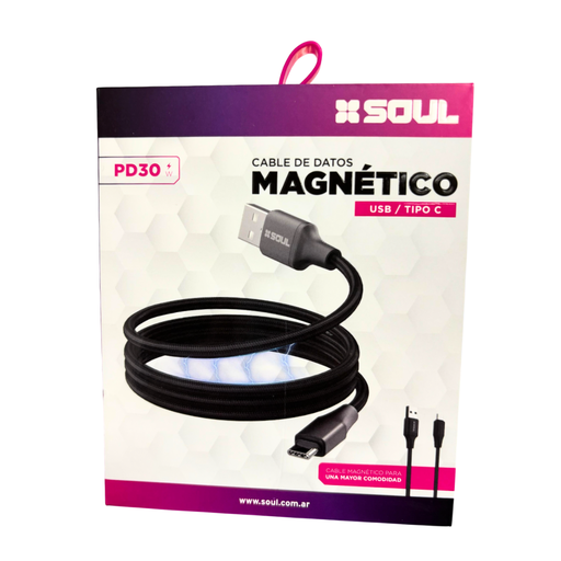 [164-73602] CABLE DE DATOS SOUL MAGNETICO USB-M30TNE USB-TC 30w NEGRO