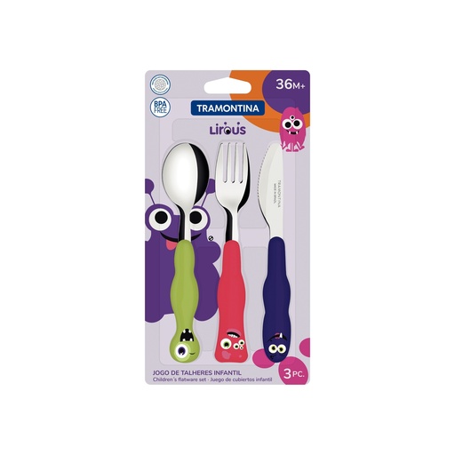 [086-02211] JUEGO CUBIERTOS TRAMONTINA 23797/910 INFANTIL LIROUS 3PZS