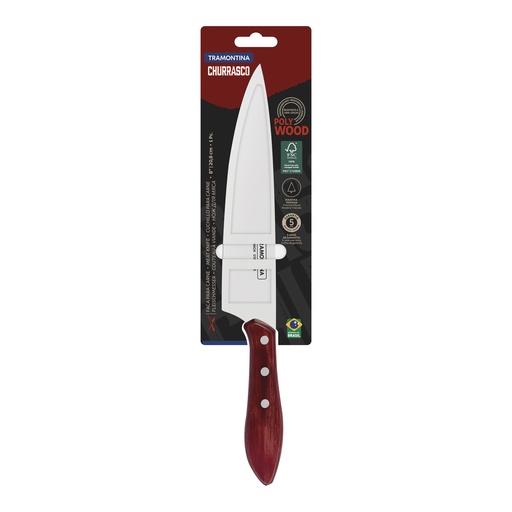 [086-89178] CUCHILLO PARA CARNE TRAMONTINA 21189/178  POLYWOOD ROJO 8"