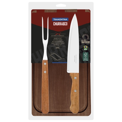 [086-89508] KIT P/ASADO TRAMONTINA 22399/036 CHURRASCO 3 PZAS 
