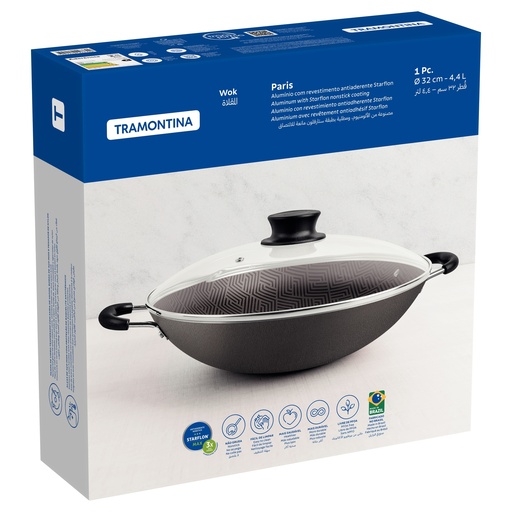 [086-98675] WOK TRAMONTINA 28545/632 PARIS 32CM CON TAPA
