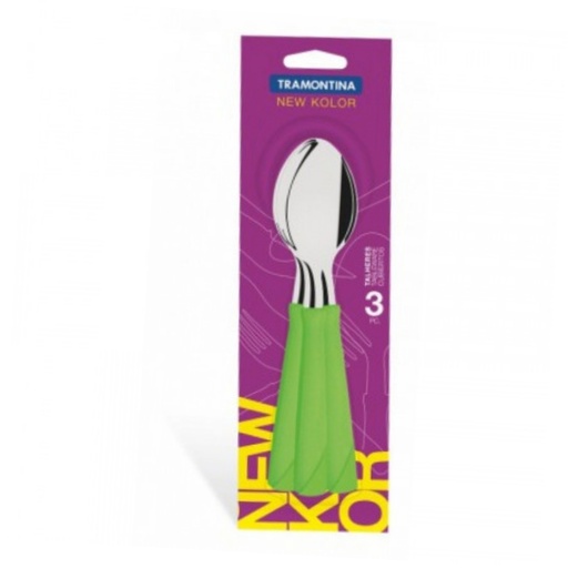 [086-63320] CUCHARA DE MESA TRAMONTINA 23163/320 NEW KOLOR 3PZS VERDE