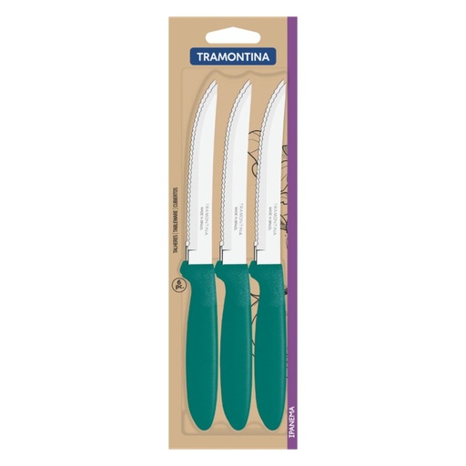 [086-60622] CUCHILLO DE MESA TRAMONTINA 23360/622 IPANEMA 6PZS VERDE